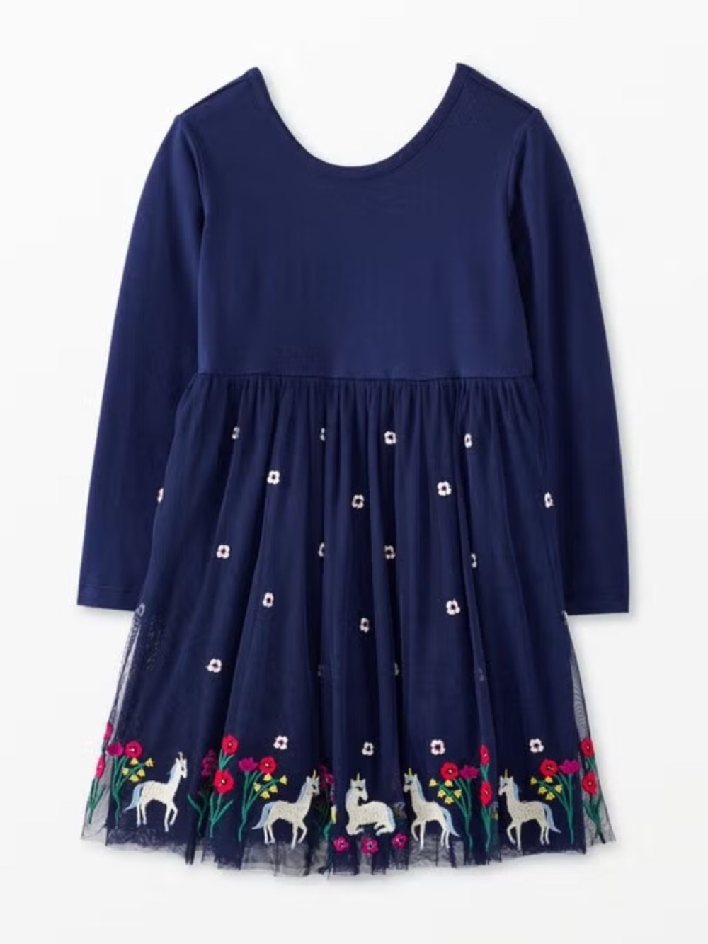 Long Sleeve Embroidered Tulle Dress